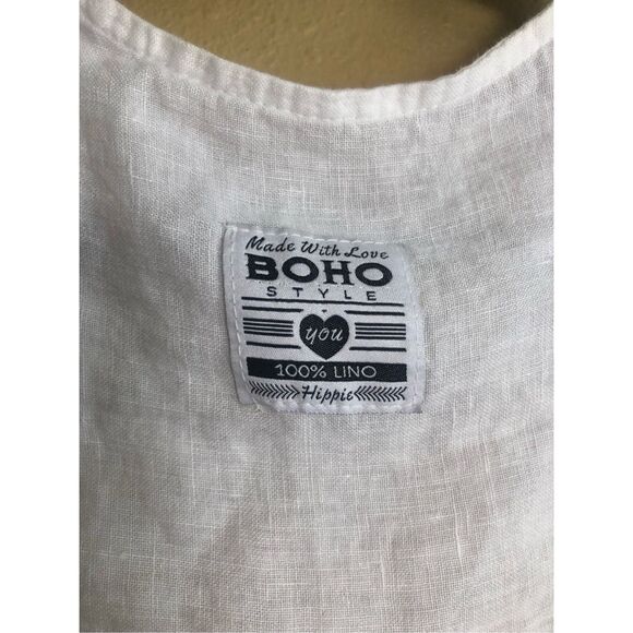 ITALIAN Boho Style 100 Lino Hippie Linen Jacket One size - Picture 3 of 13